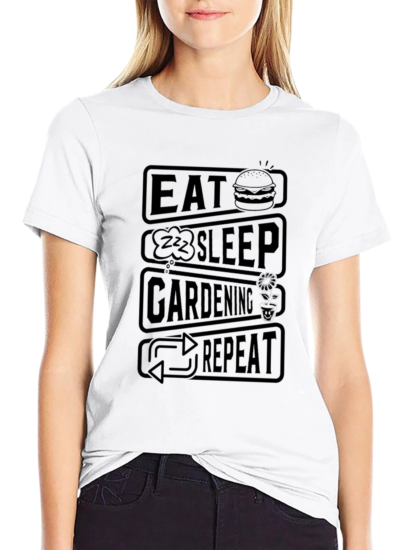 Eat Sleep Gardening Repeat Graphic Tee