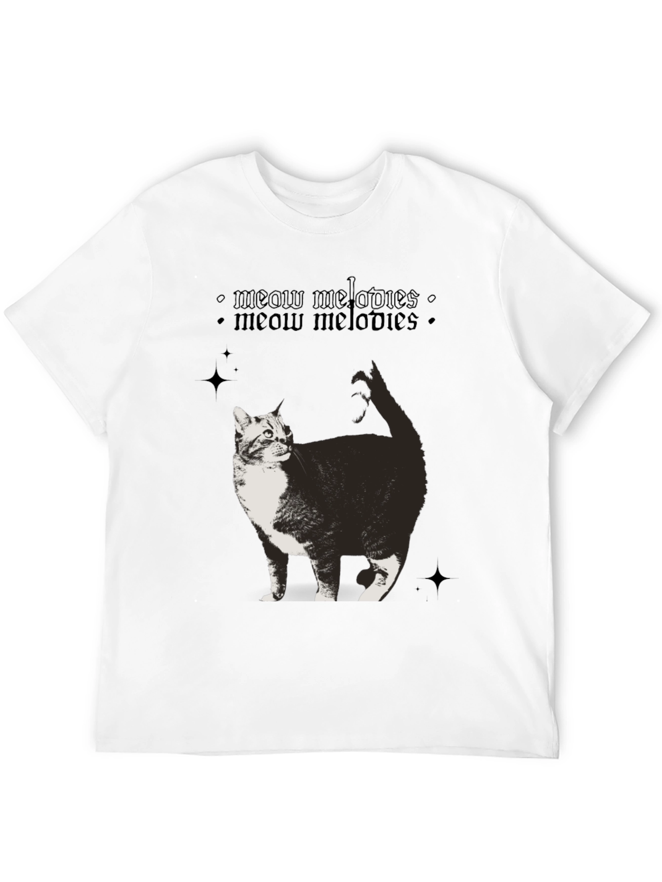 Meow Melodies Black T-Shirt Cat Graphic