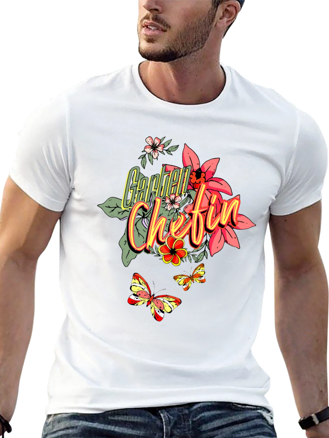 Floral Garden Chefin T-Shirt - Black