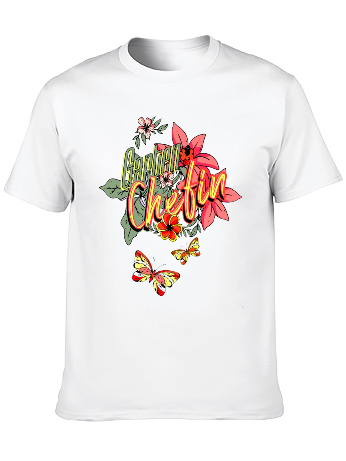 Floral Garden Chefin T-Shirt - Black