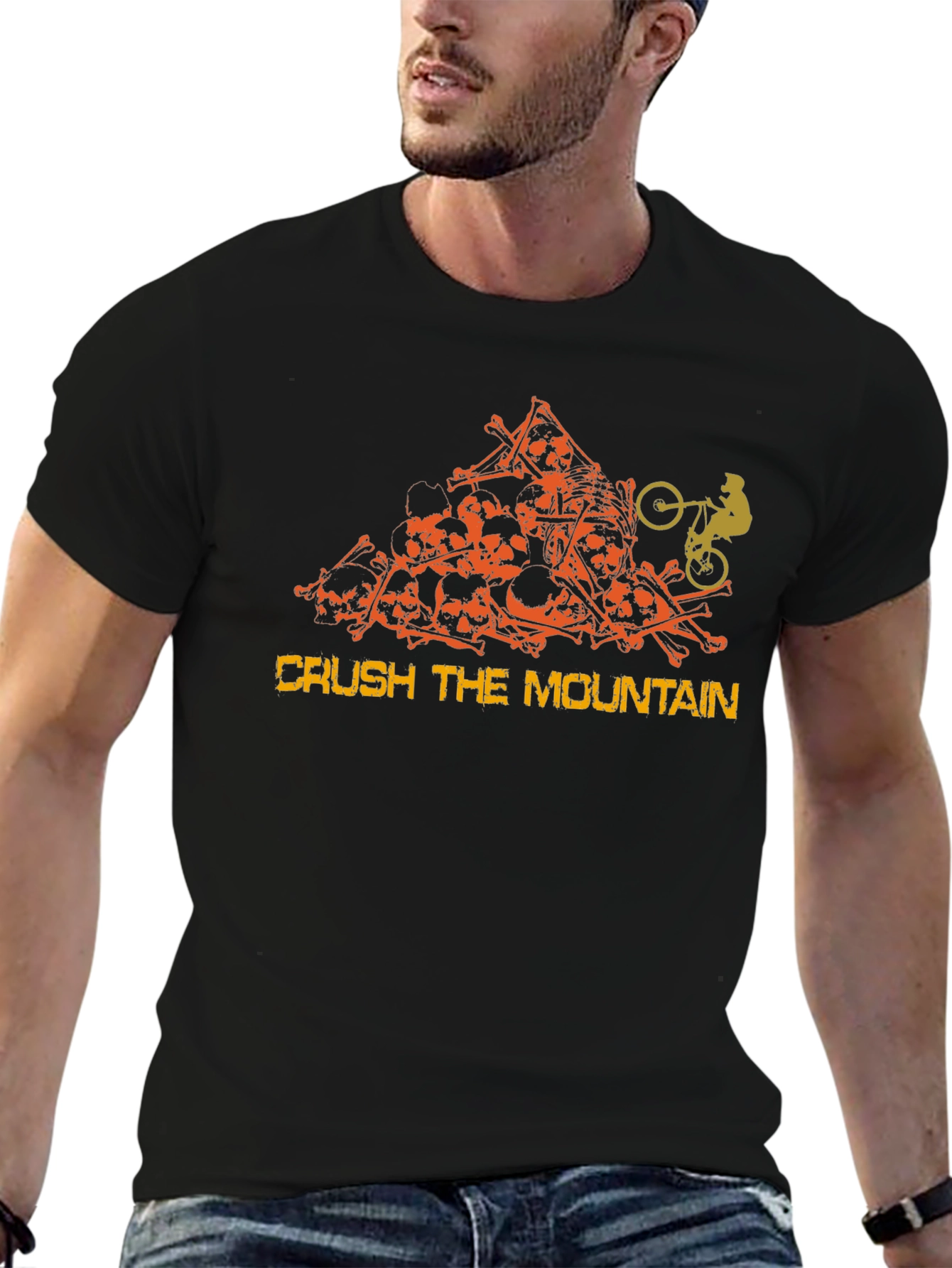 Crush the Mountain Skull Rider Graphic T-Shirt