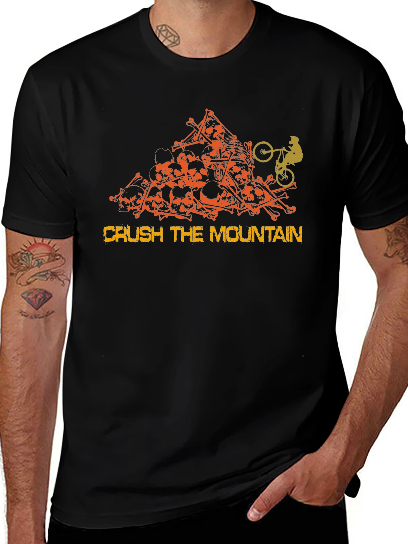Crush the Mountain Skull Rider Graphic T-Shirt
