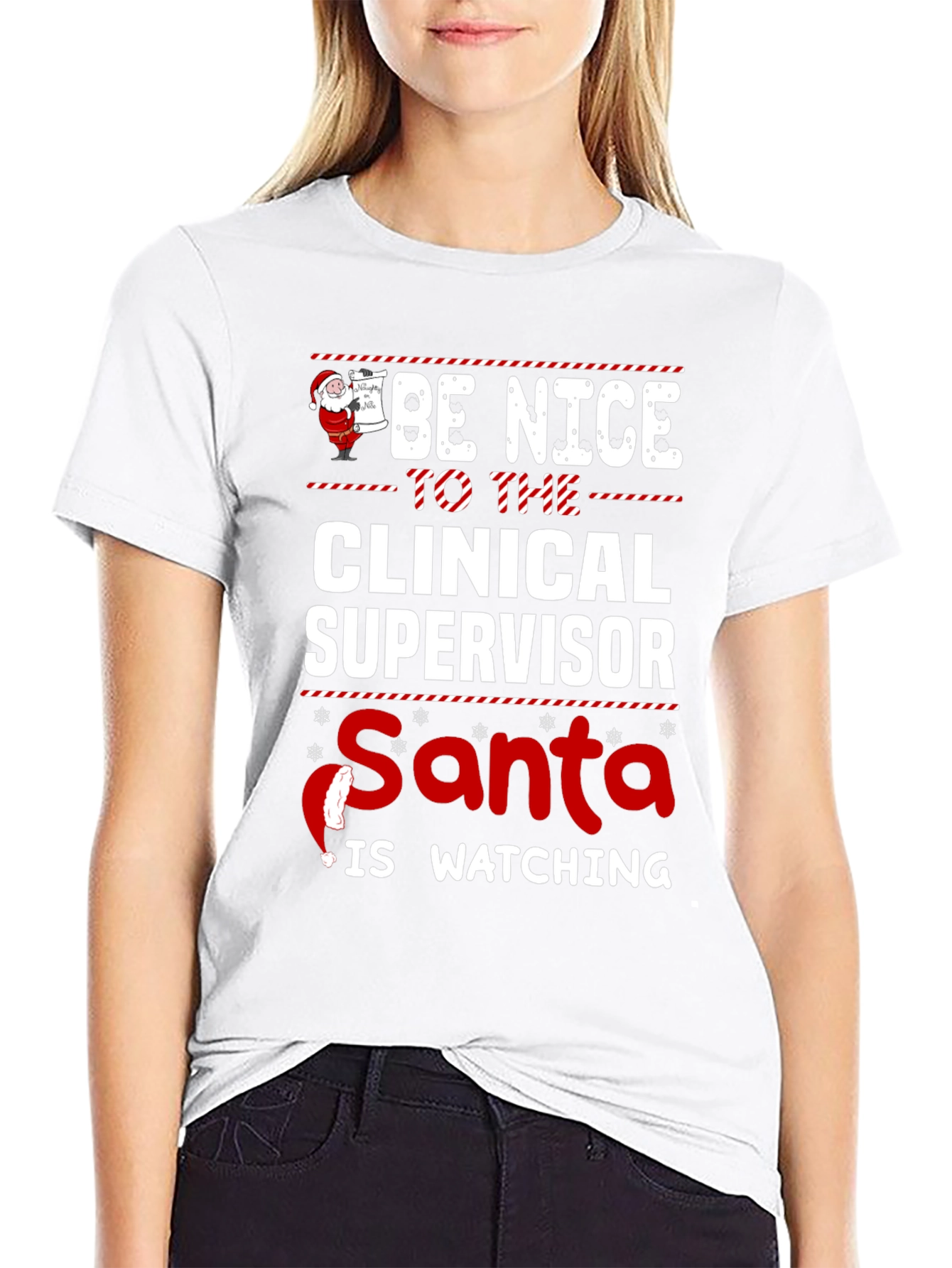 Clinical Supervisor Santa Watching Funny Christmas T-Shirt