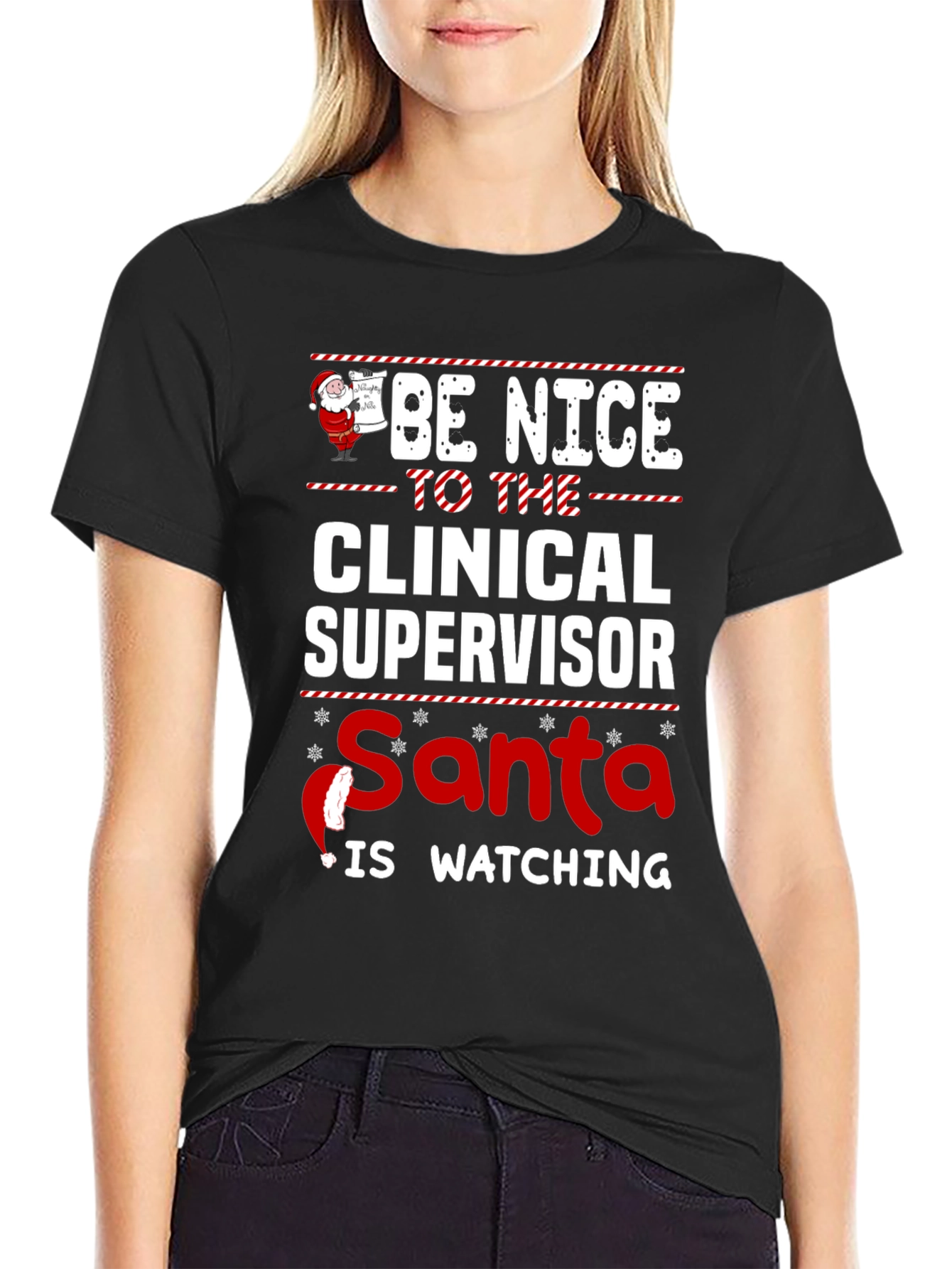 Clinical Supervisor Santa Watching Funny Christmas T-Shirt