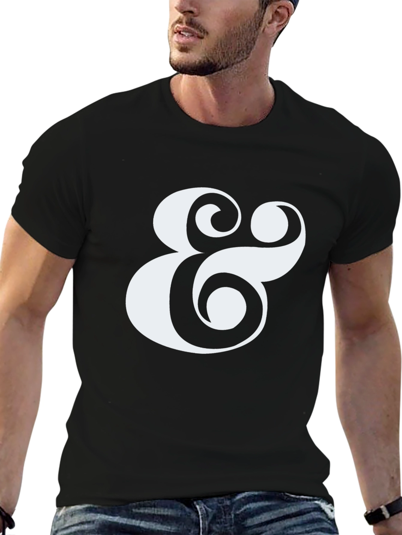 Stylish Ampersand Graphic Tee - Classic Black