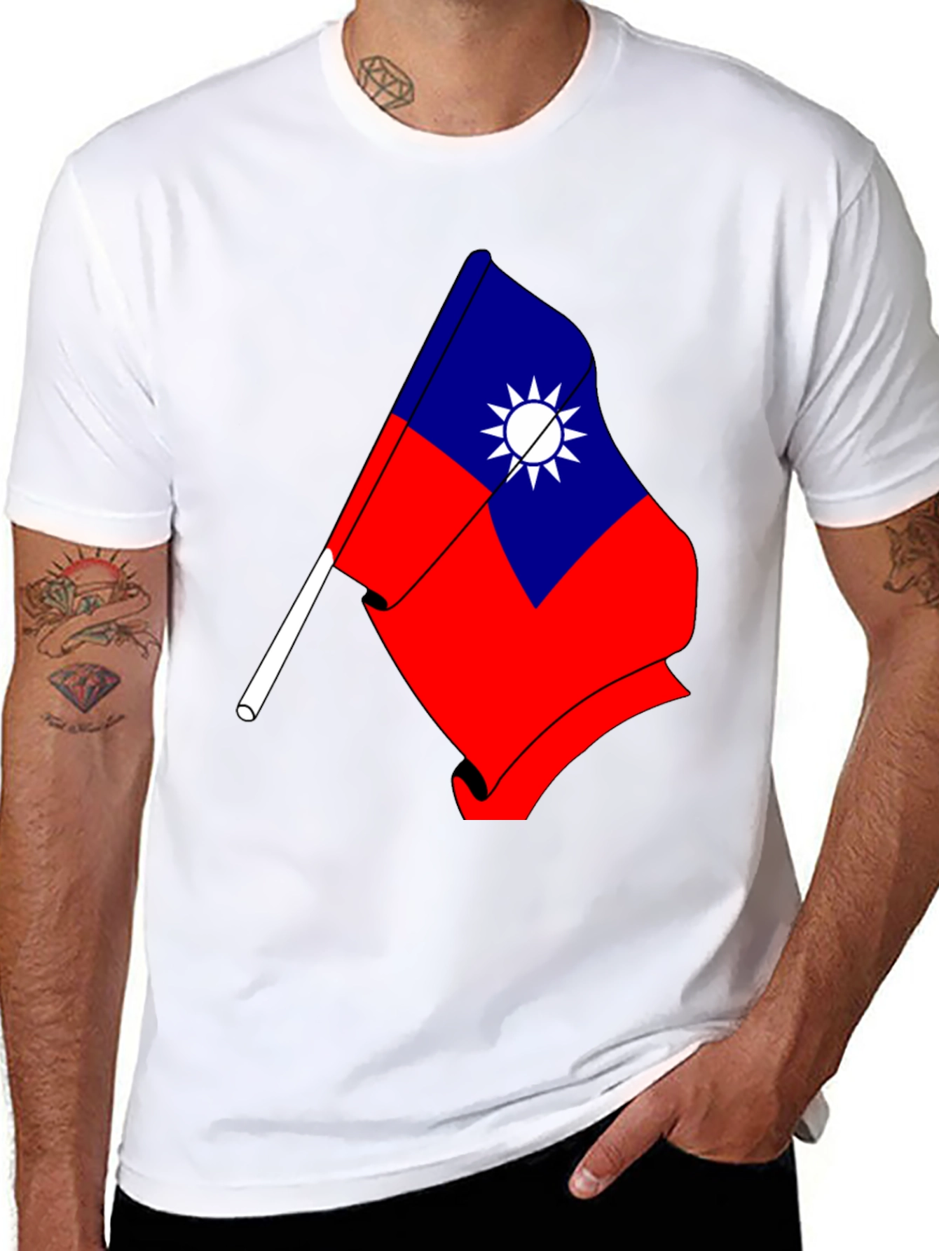 Taiwan Flag Graphic Tee - Patriotic Design T-Shirt