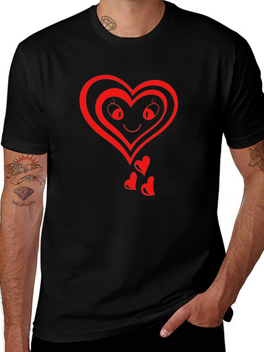 Heart Graphic Black T-Shirt - Romantic Style