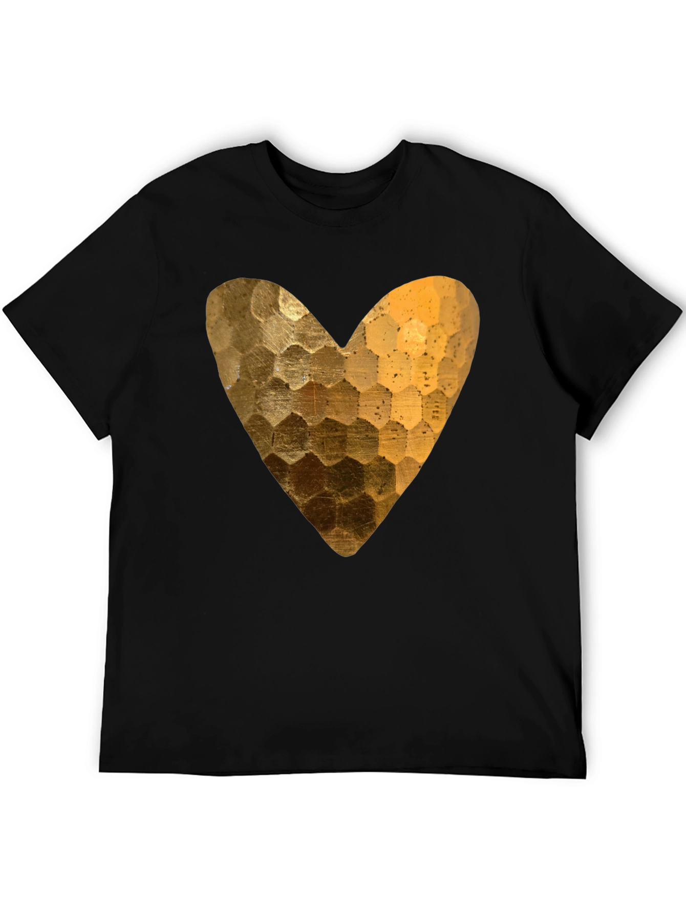 Golden Heart Graphic Black T-Shirt