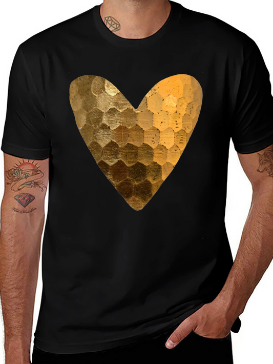 Golden Heart Graphic Black T-Shirt