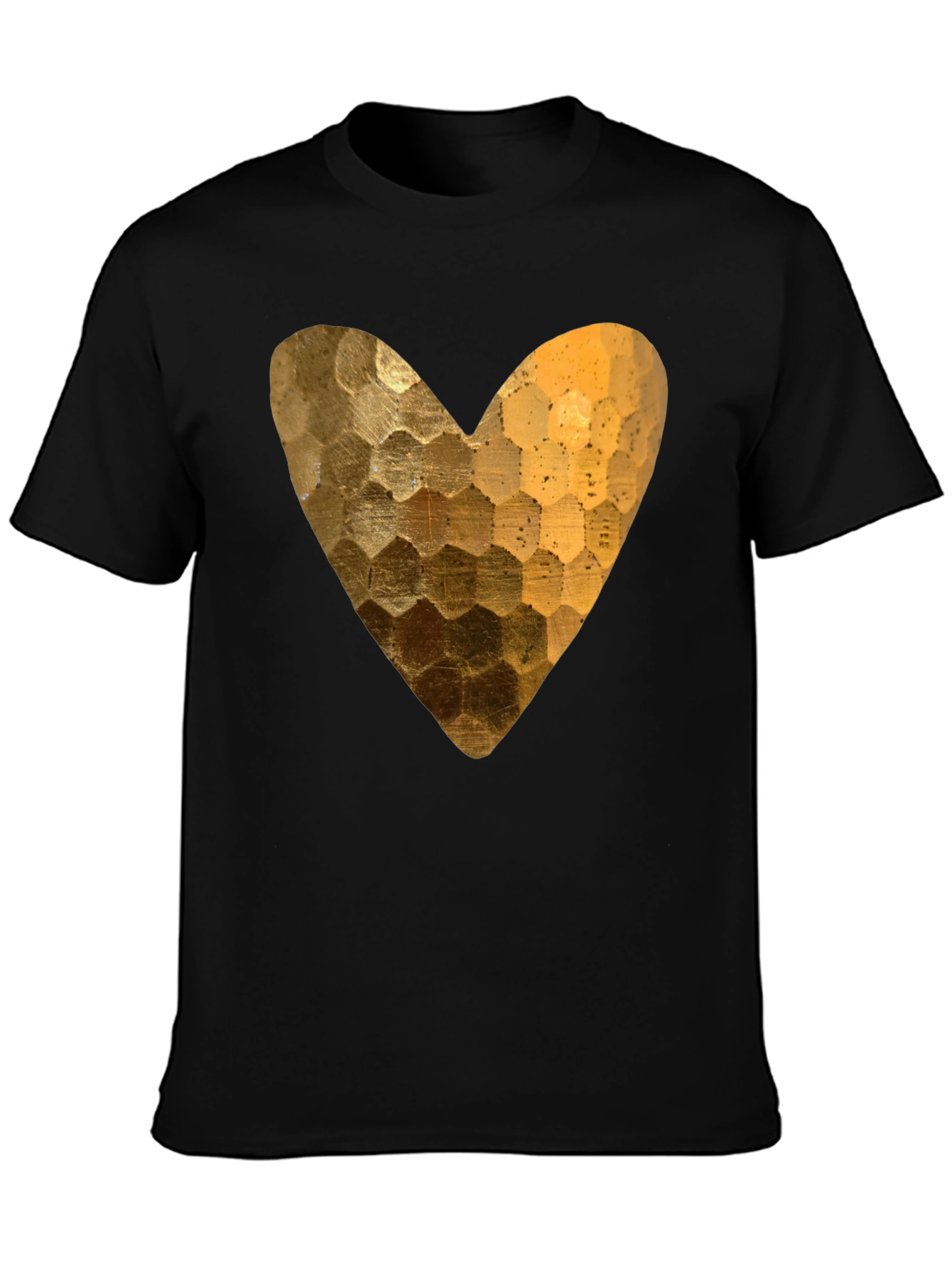 Golden Heart Graphic Black T-Shirt