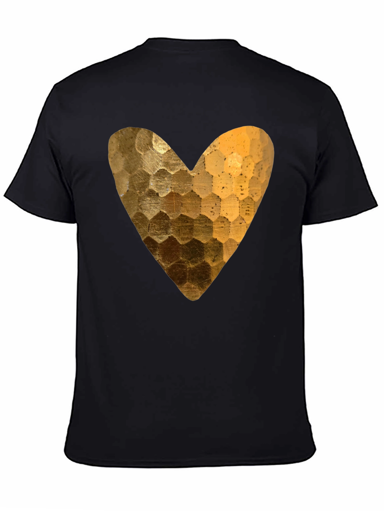Golden Heart Graphic Black T-Shirt