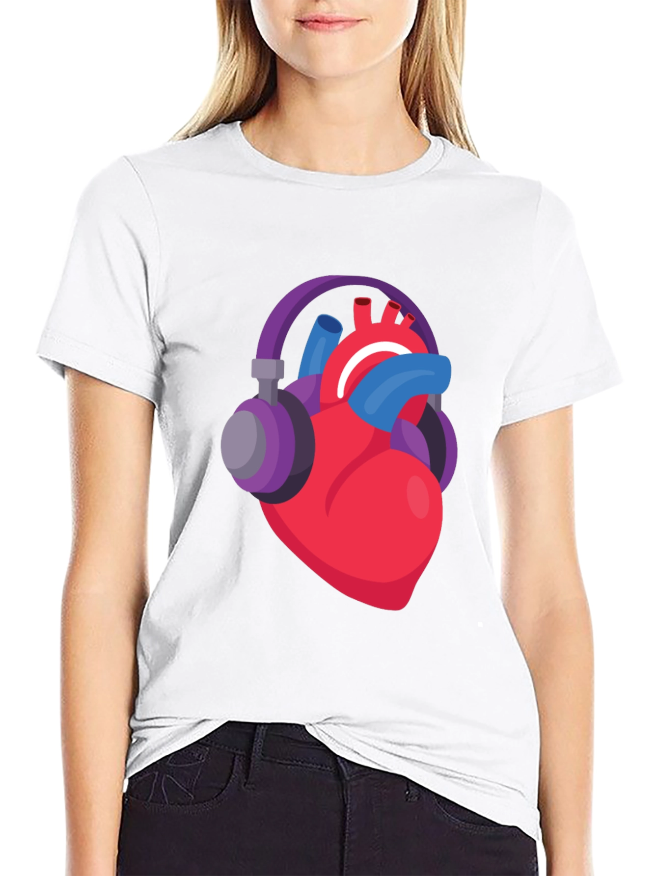 Heartbeat Headphones Graphic Tee - Music Lover Shirt