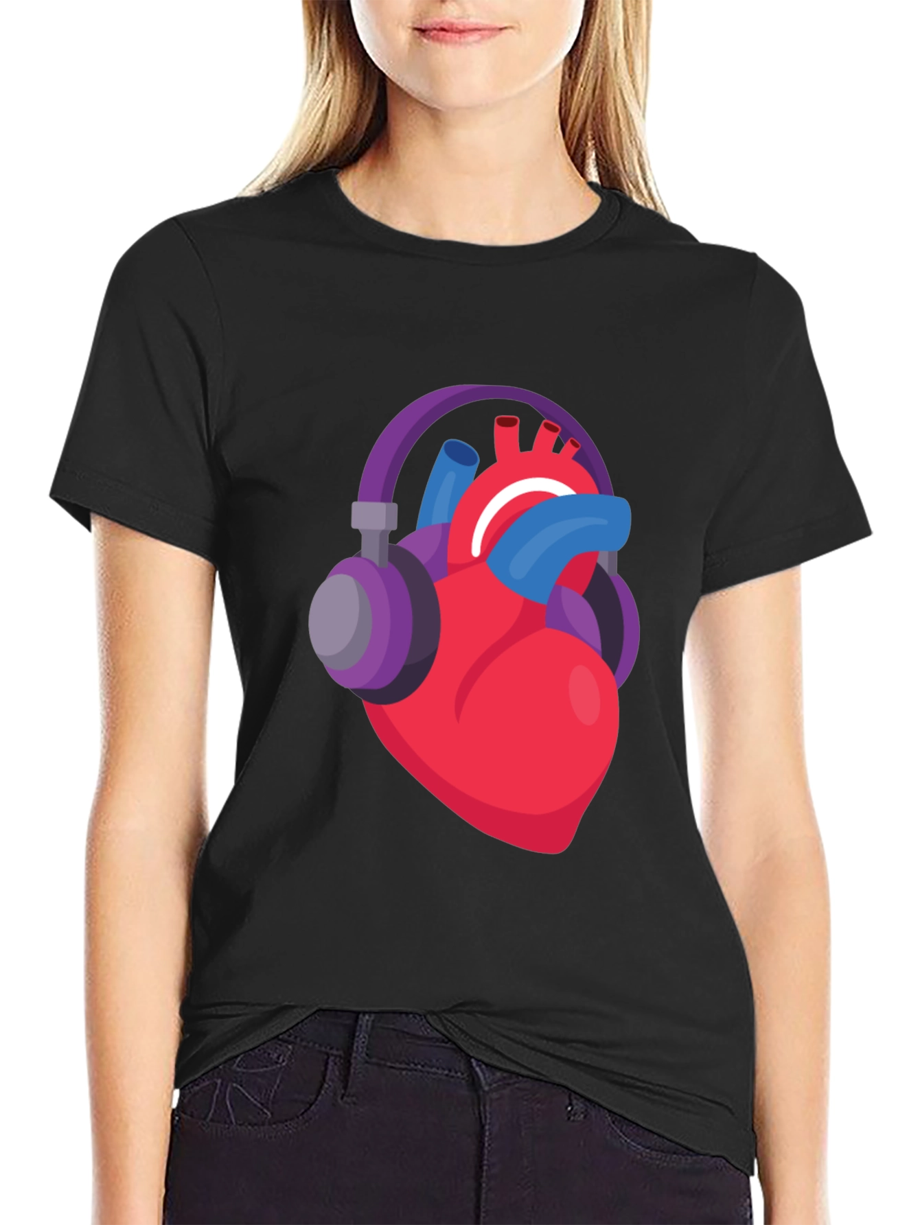 Heartbeat Headphones Graphic Tee - Music Lover Shirt