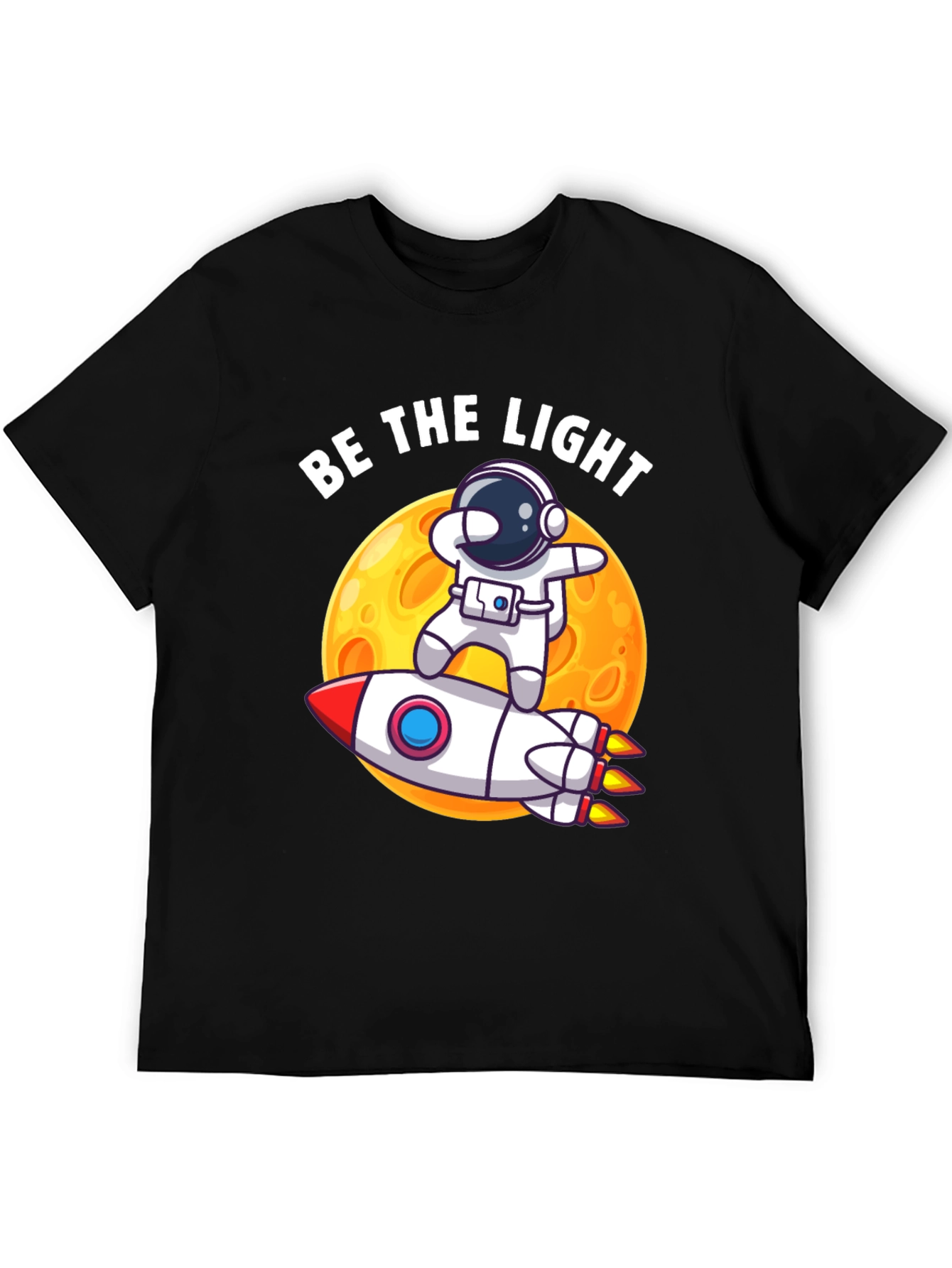 Be The Light Astronaut Rocket Graphic T-Shirt