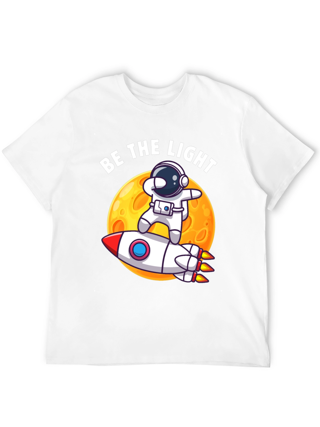 Be The Light Astronaut Rocket Graphic T-Shirt