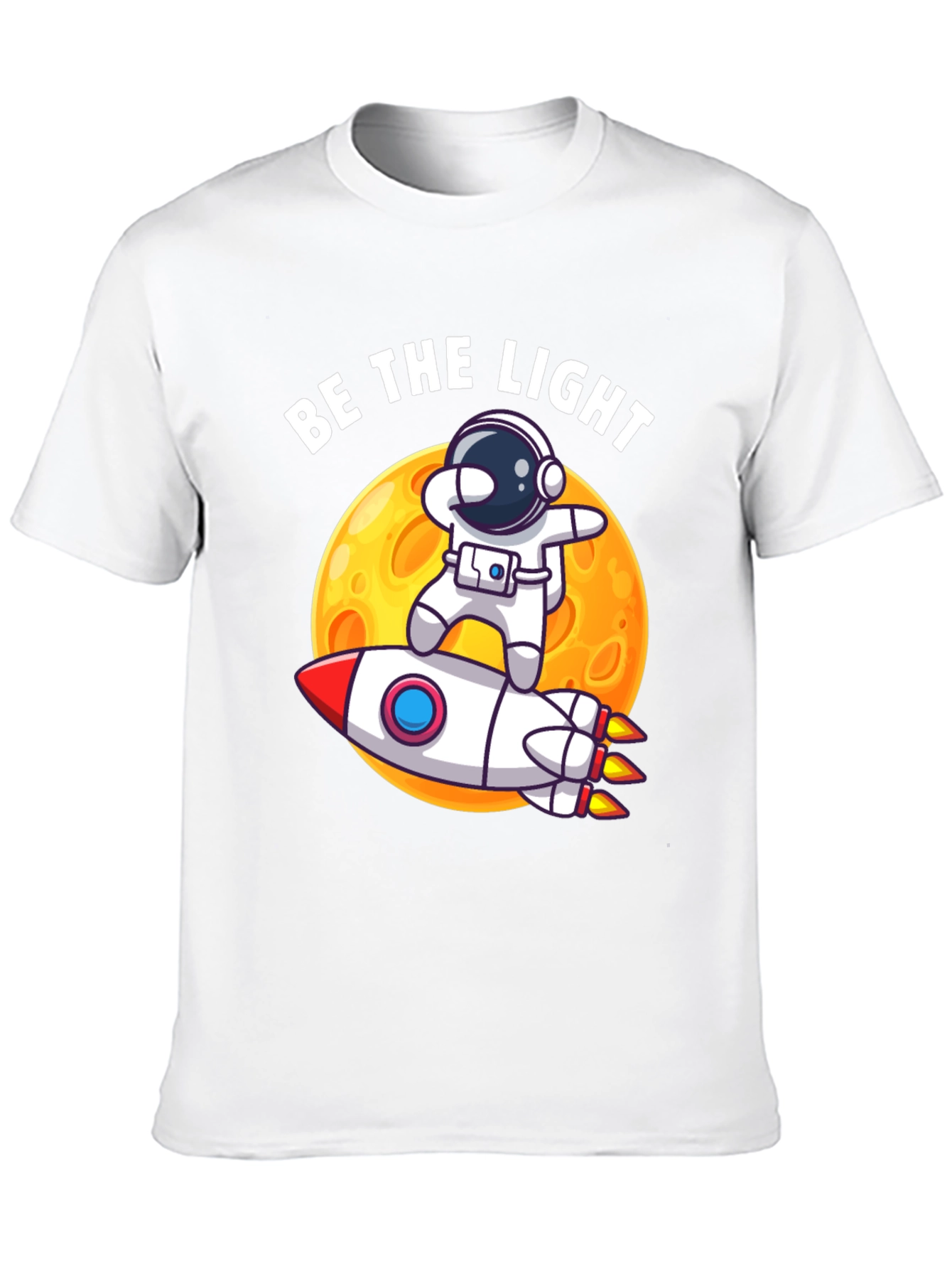 Be The Light Astronaut Rocket Graphic T-Shirt