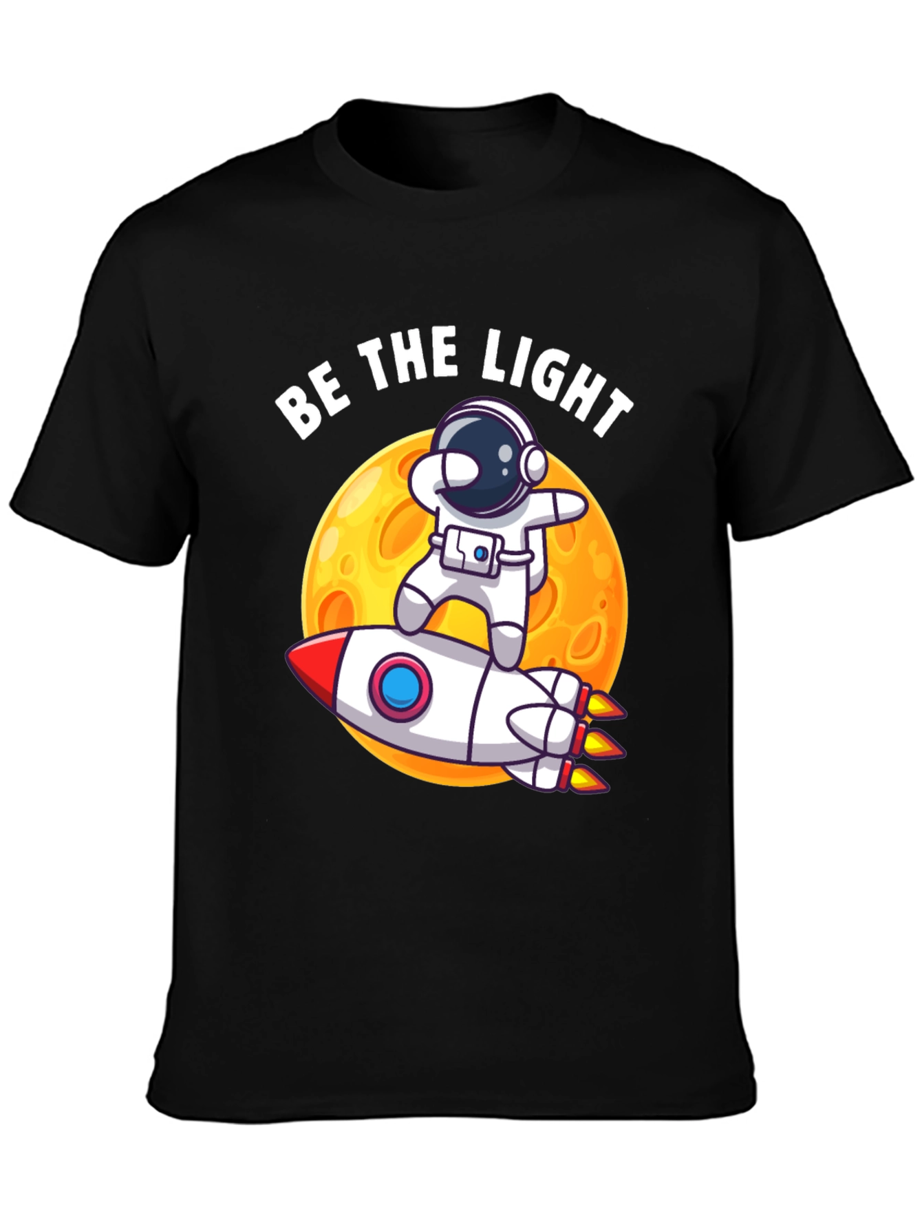 Be The Light Astronaut Rocket Graphic T-Shirt