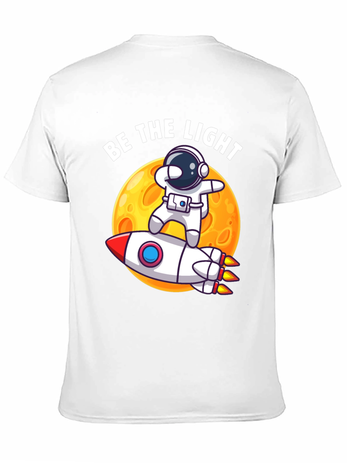 Be The Light Astronaut Rocket Graphic T-Shirt