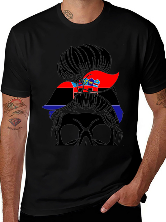 Messy Bun Girl Eswatini Flag T-Shirt