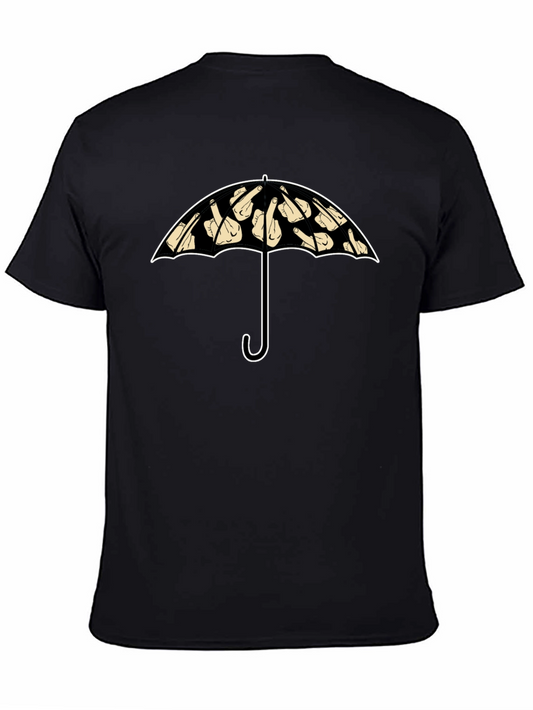 Humorous Umbrella Graphic Tee - Black