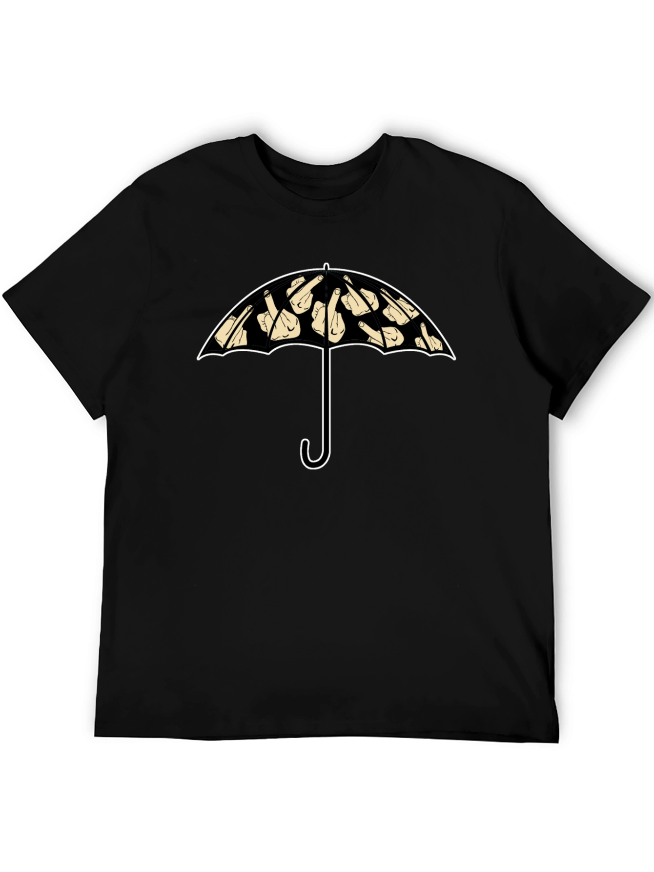 Humorous Umbrella Graphic Tee - Black