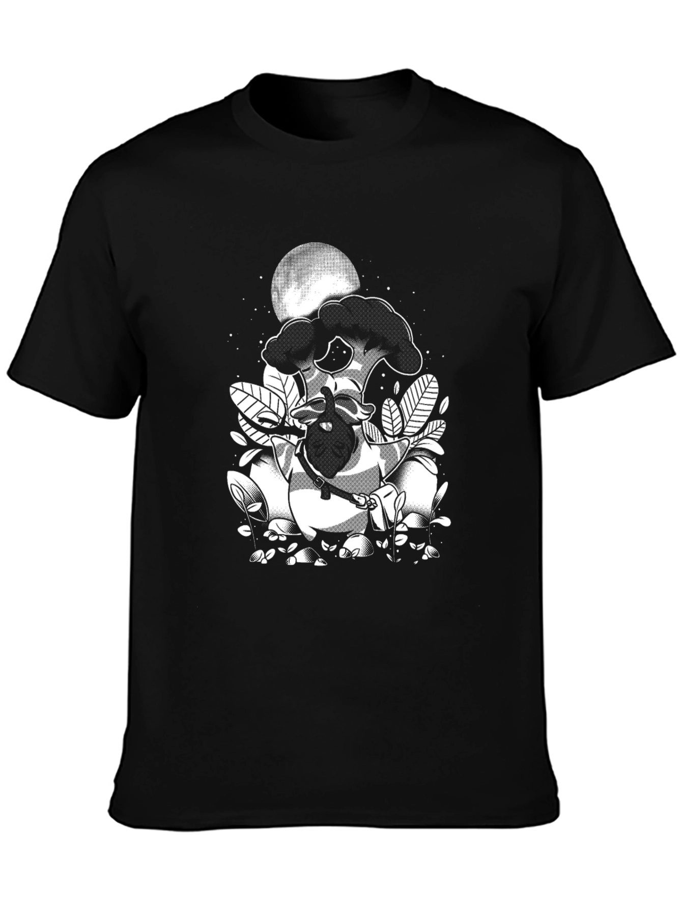 Black Graphic Tee: Raccoon Moon