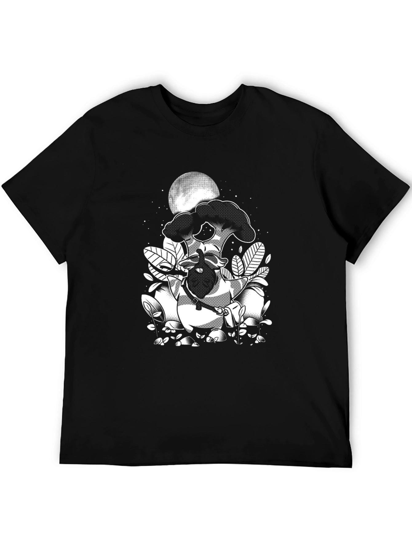 Black Graphic Tee: Raccoon Moon