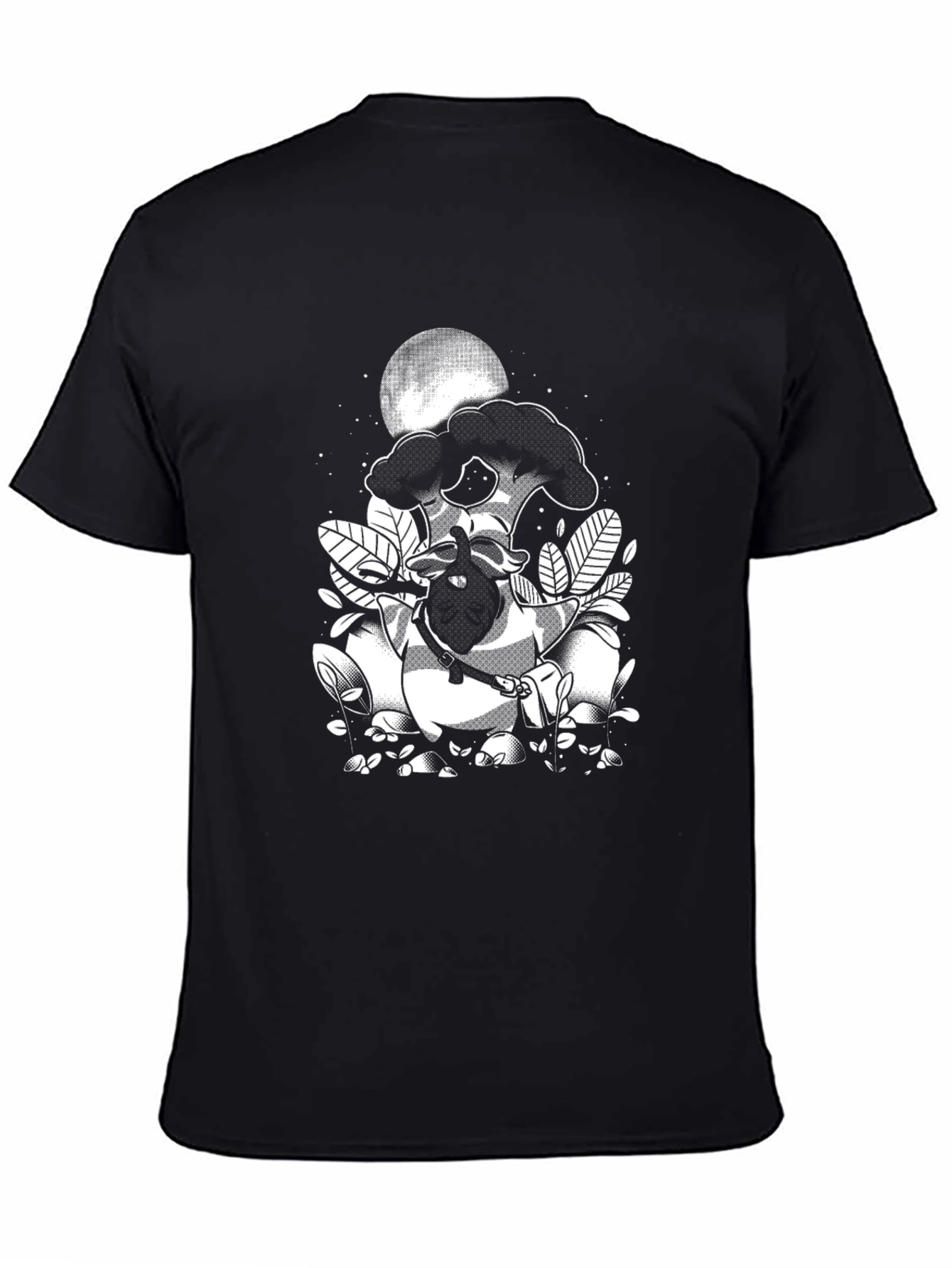 Black Graphic Tee: Raccoon Moon