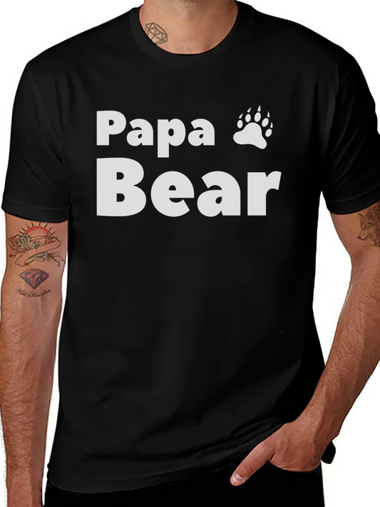Papa Bear Black T-Shirt with Paw Print - Fathers Day Gift