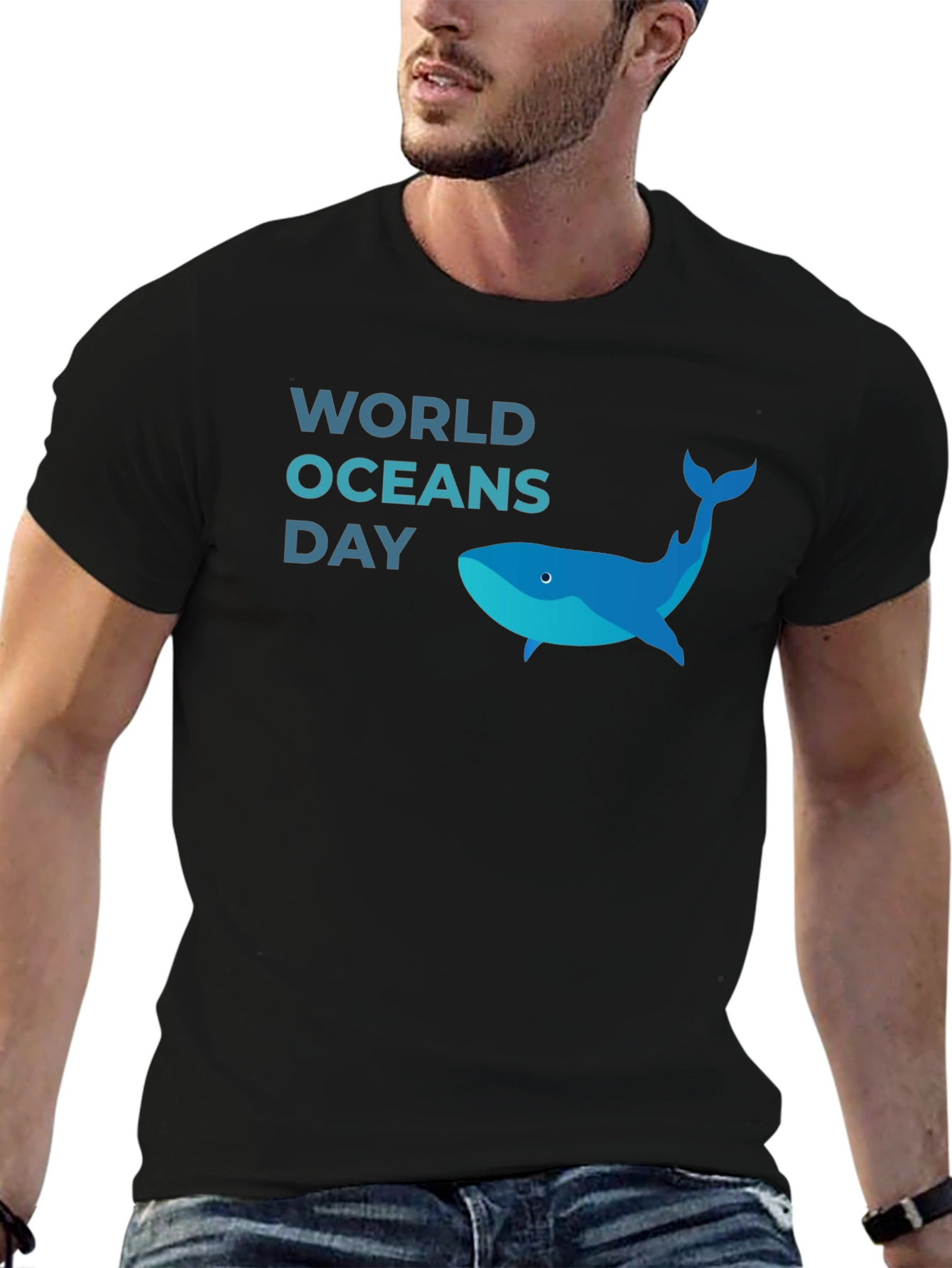World Oceans Day Whale Graphic Tee - Black