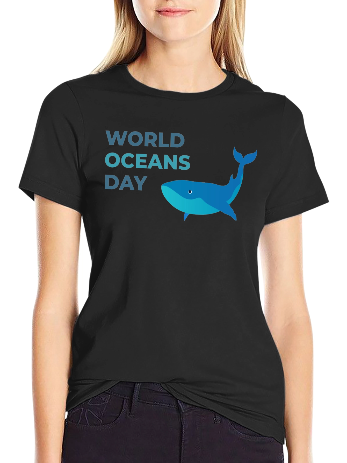 World Oceans Day Whale Graphic Tee - Black