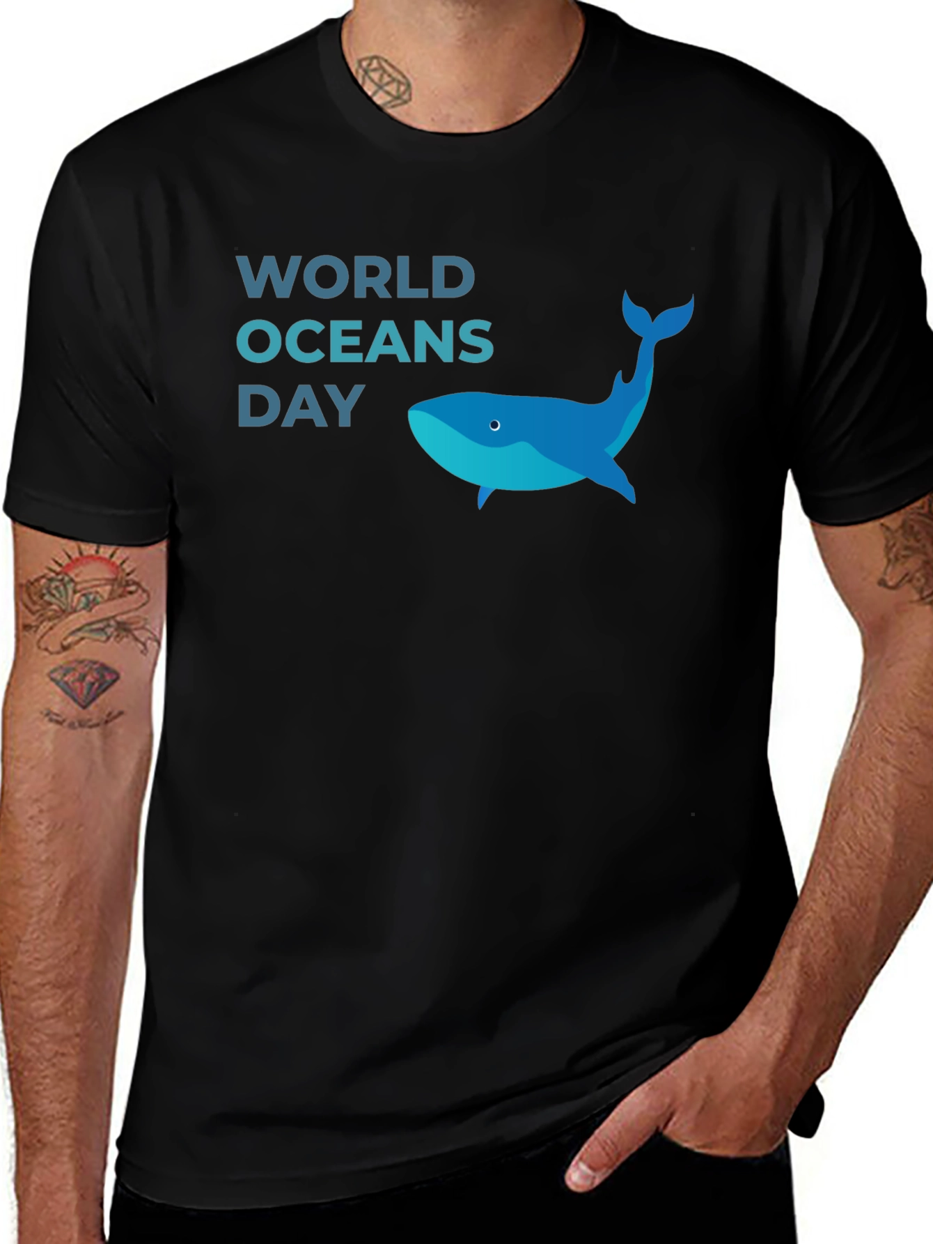World Oceans Day Whale Graphic Tee - Black