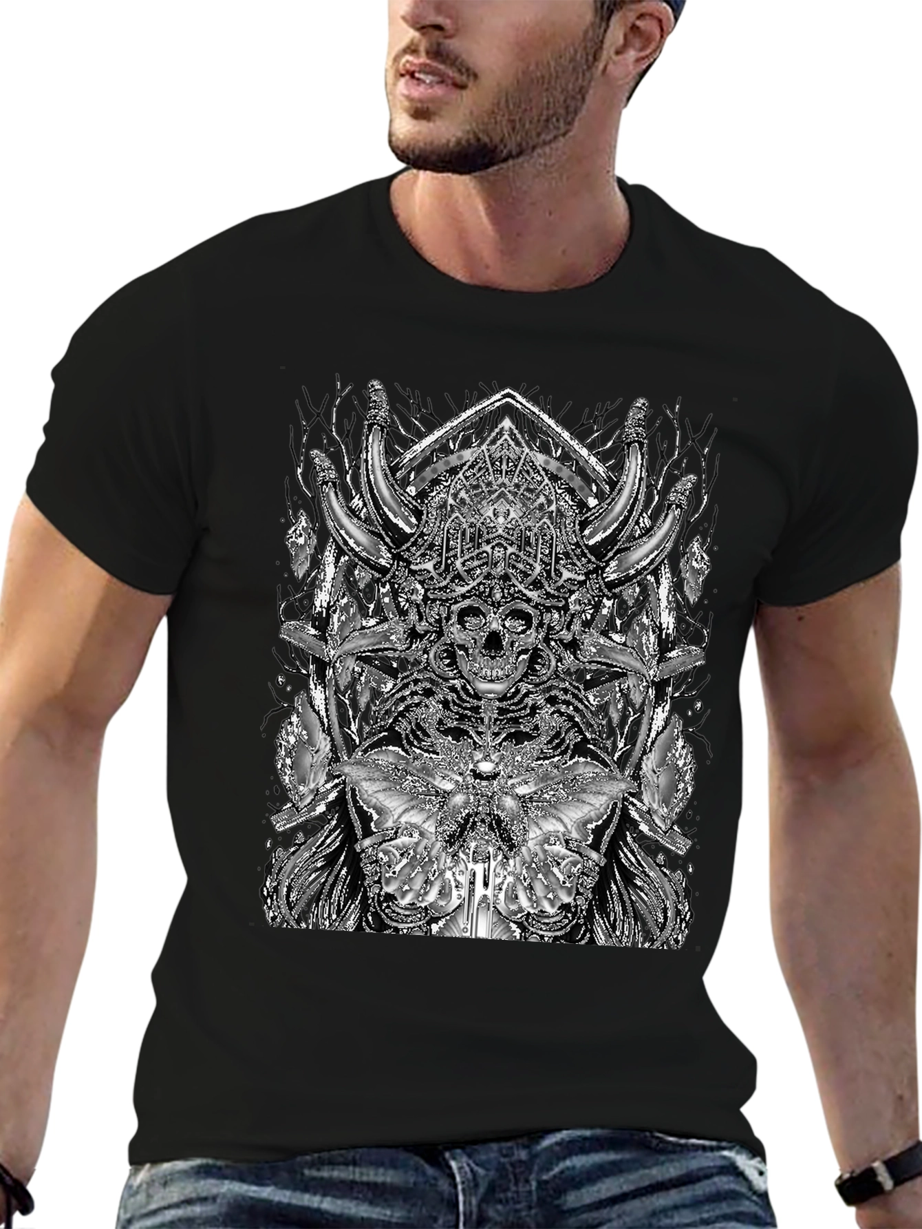 Skull & Butterfly Graphic Tee - Gothic Style