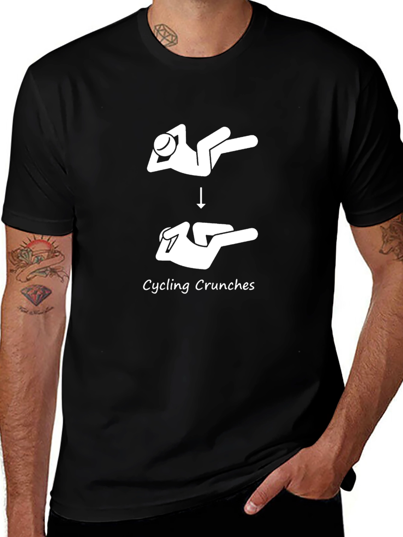 Cycling Crunches Graphic Tee - Black Cotton T-Shirt