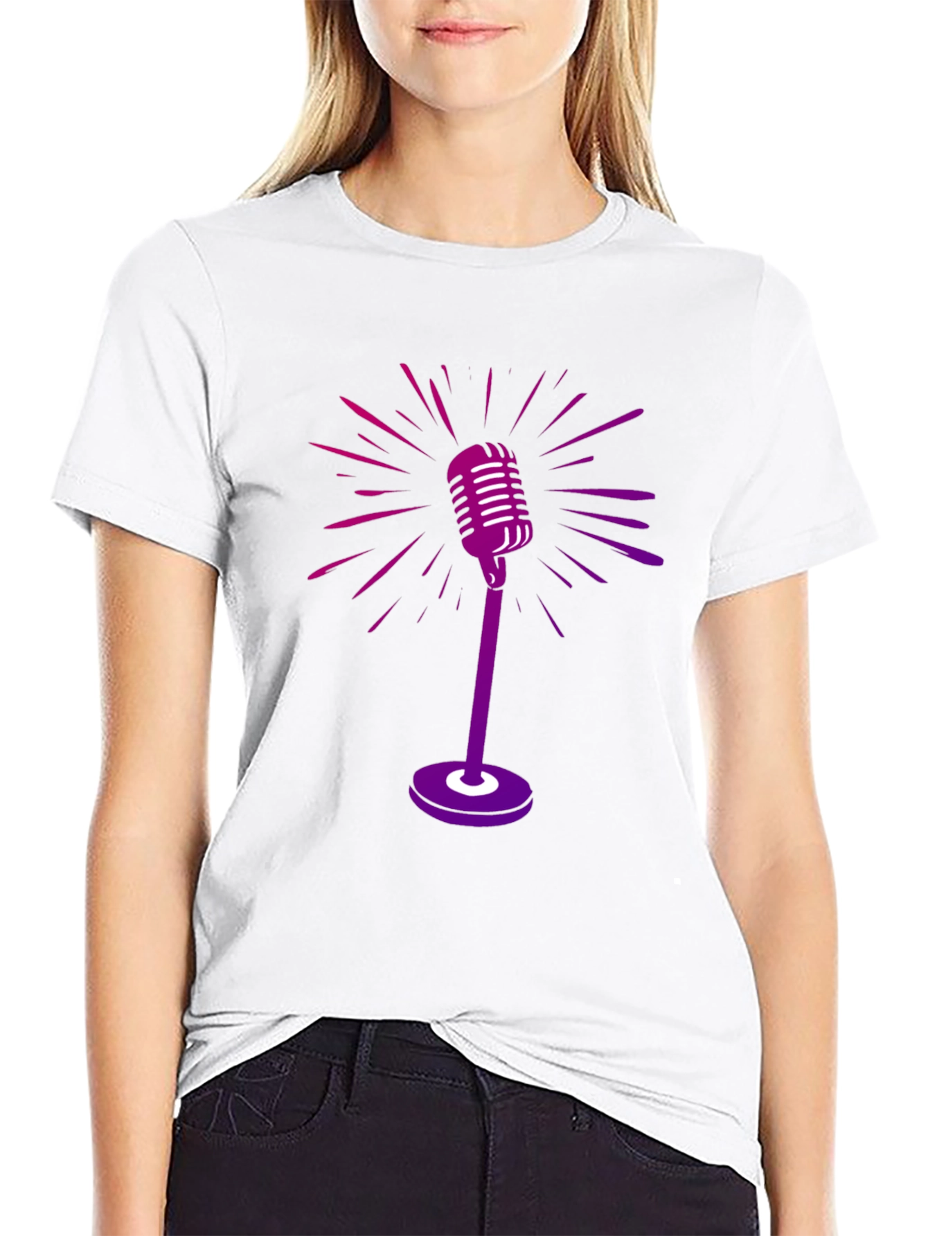 Retro Microphone Graphic Tee - Classic Sound