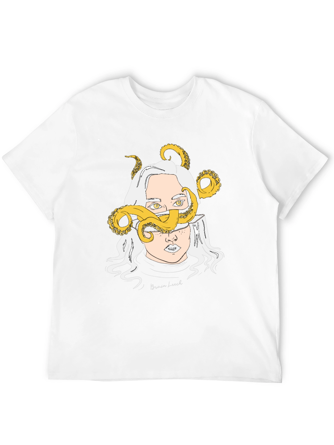 Brain Leech Graphic Print Black T-Shirt