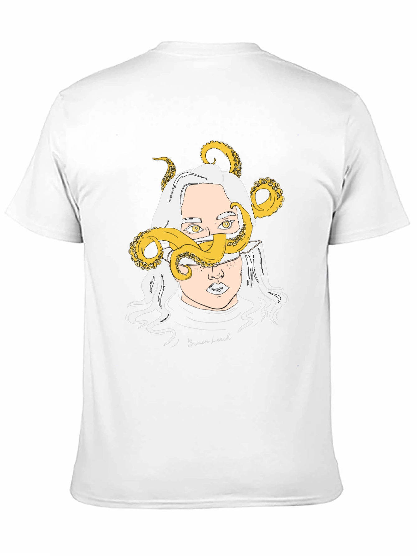 Brain Leech Graphic Print Black T-Shirt