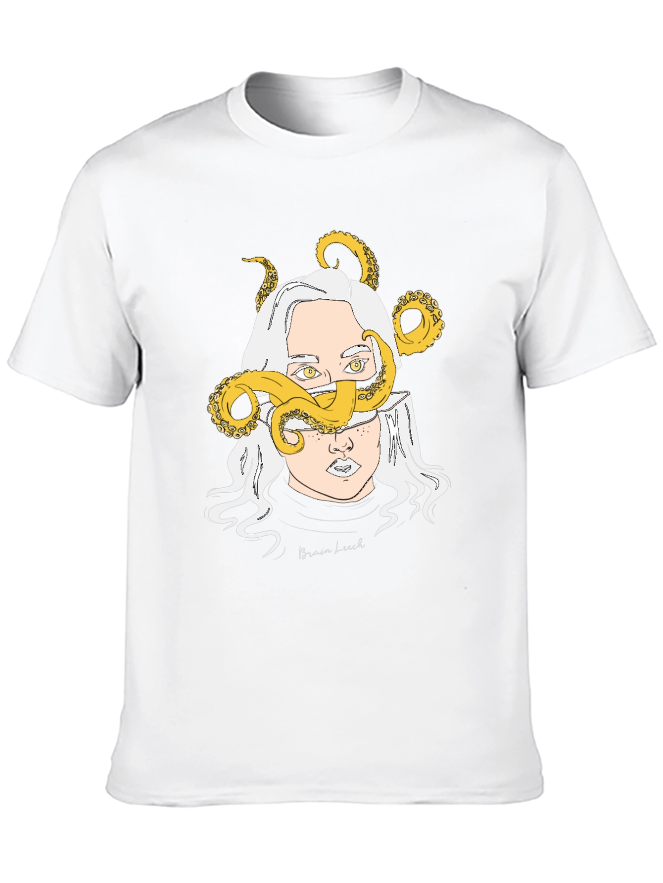 Brain Leech Graphic Print Black T-Shirt