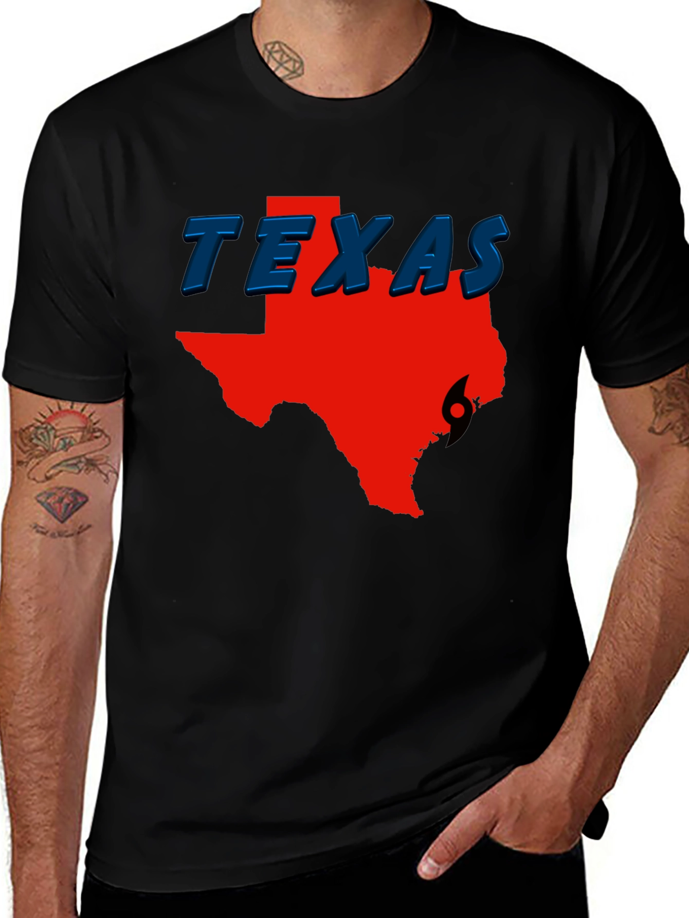 Texas Hurricane Graphic Tee - Black