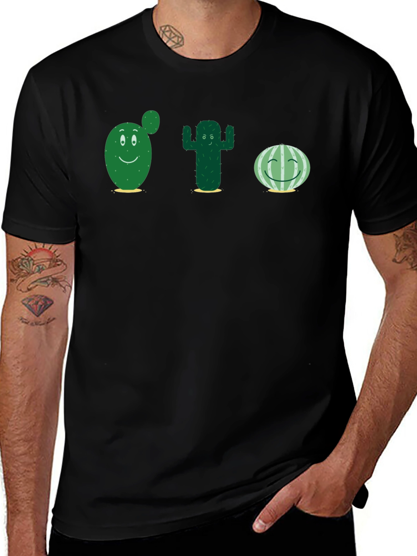 Cute Cactus T-Shirt - Black Cotton Tee