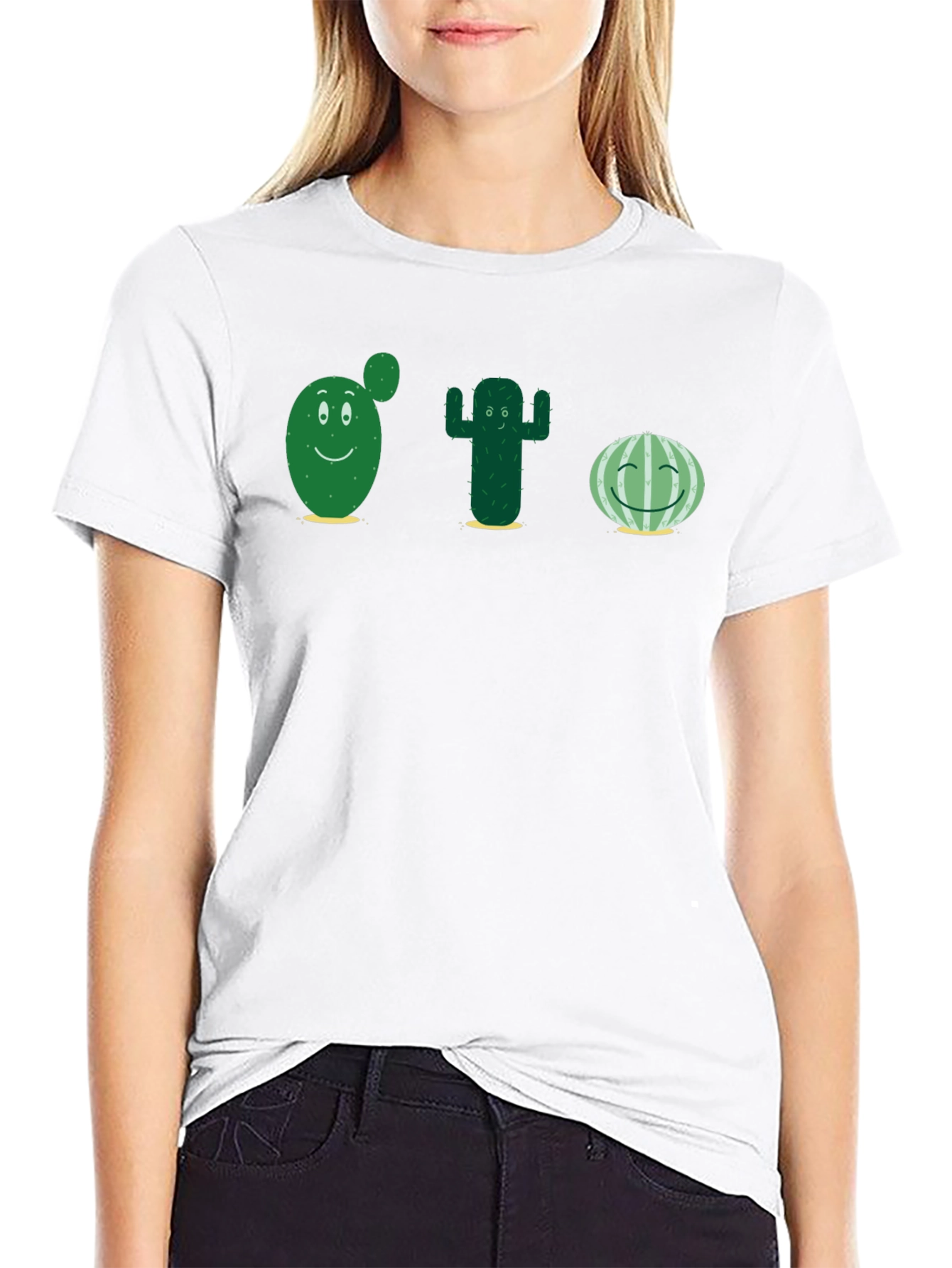 Cute Cactus T-Shirt - Black Cotton Tee