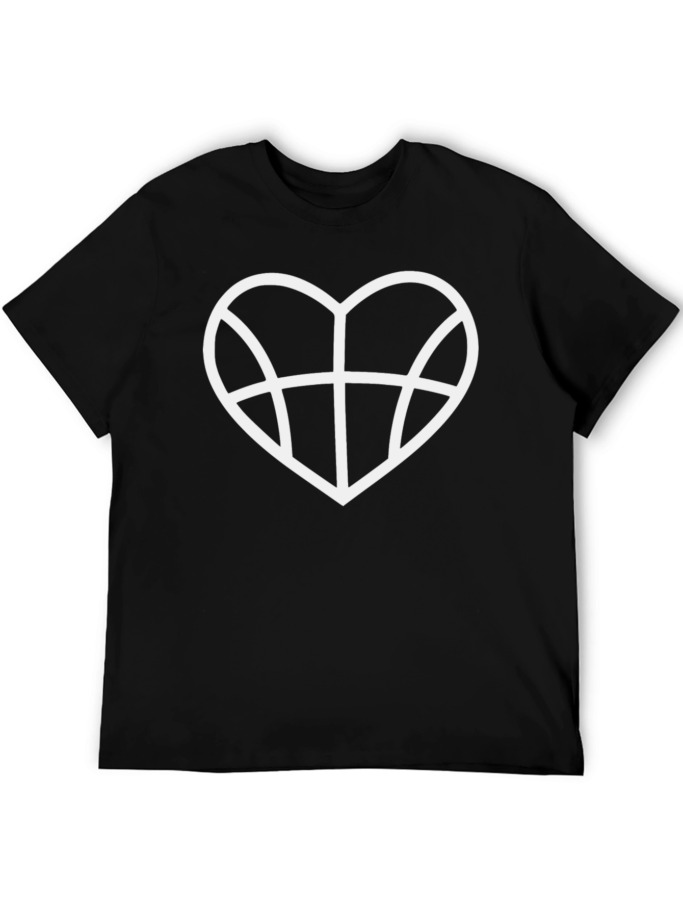 Basketball Heart Graphic Tee - Black Cotton Shirt