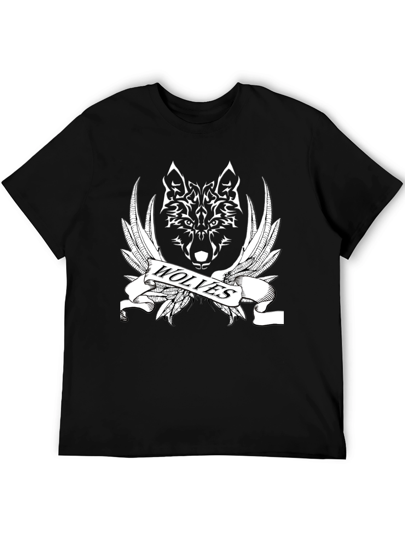 Wolves Graphic Print Black T-Shirt for Men
