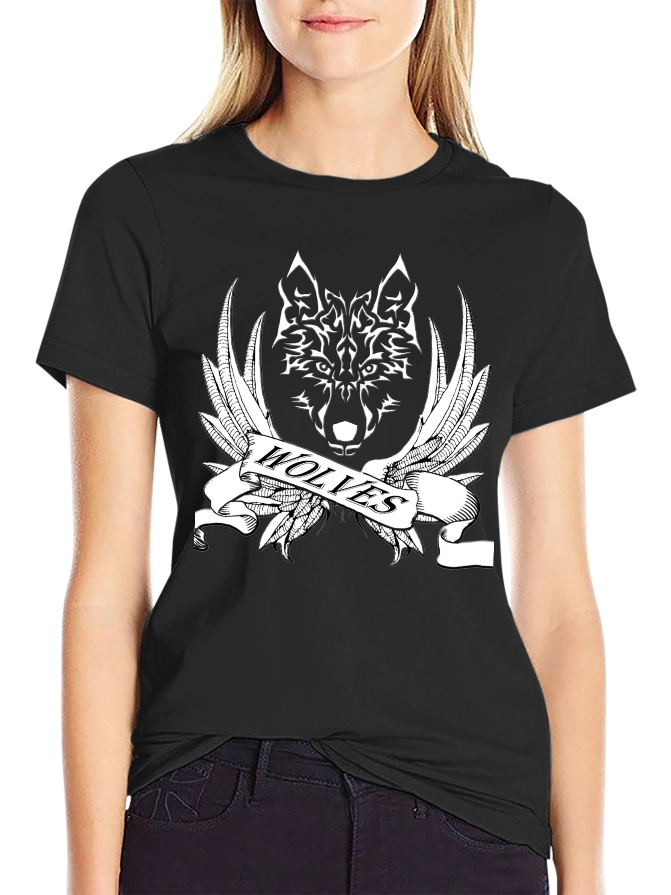 Wolves Graphic Print Black T-Shirt for Men