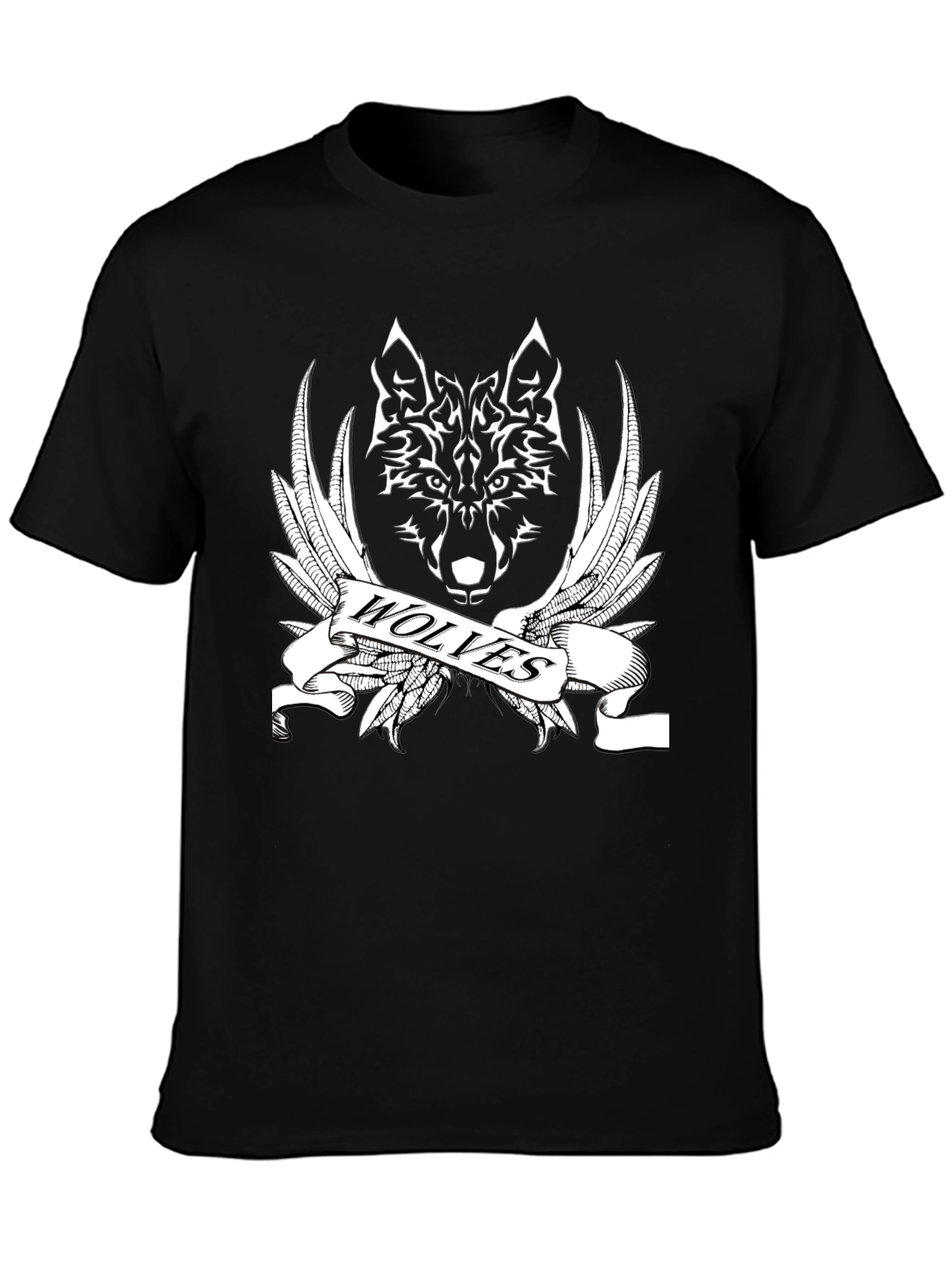 Wolves Graphic Print Black T-Shirt for Men
