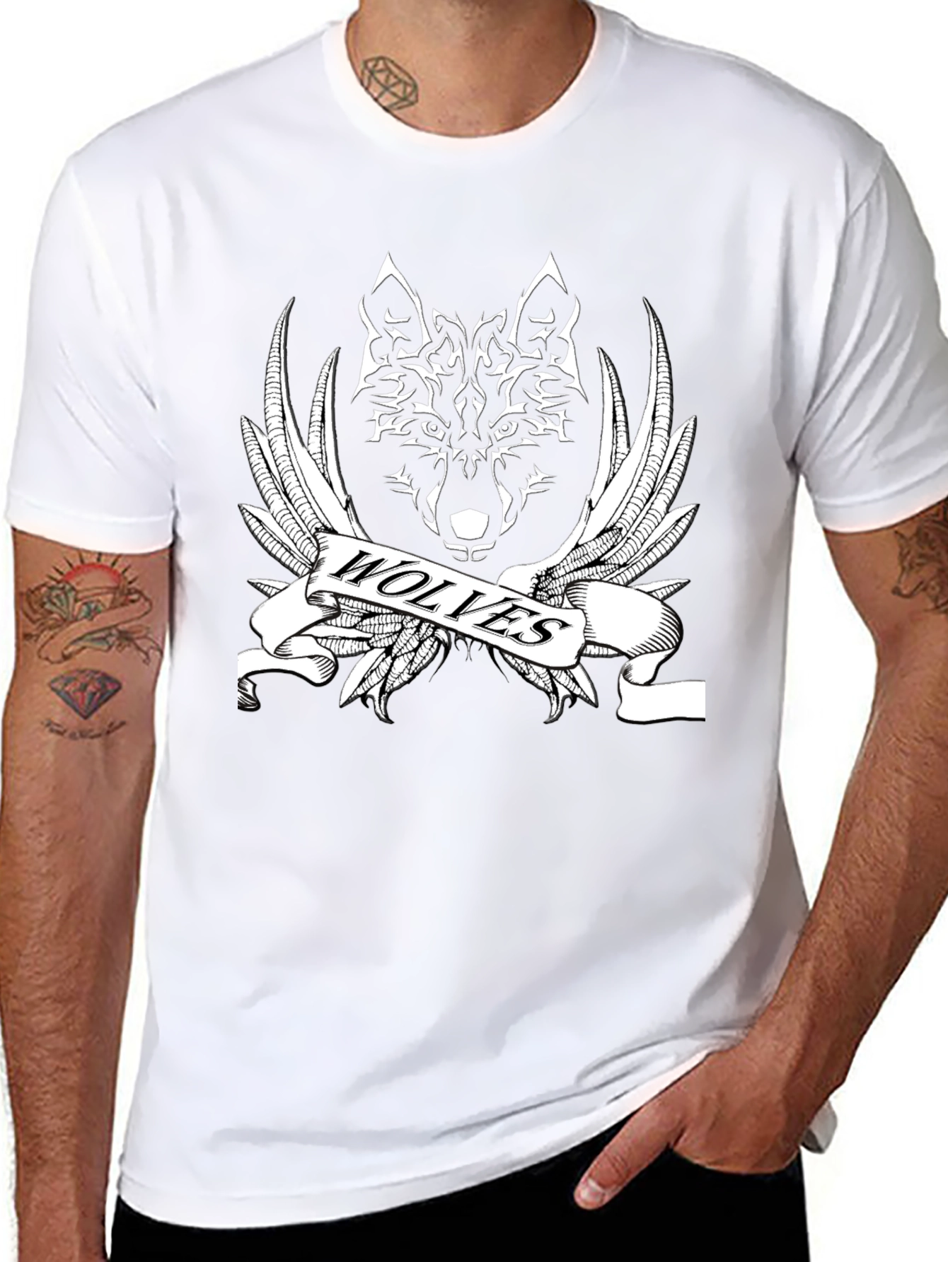 Wolves Graphic Print Black T-Shirt for Men