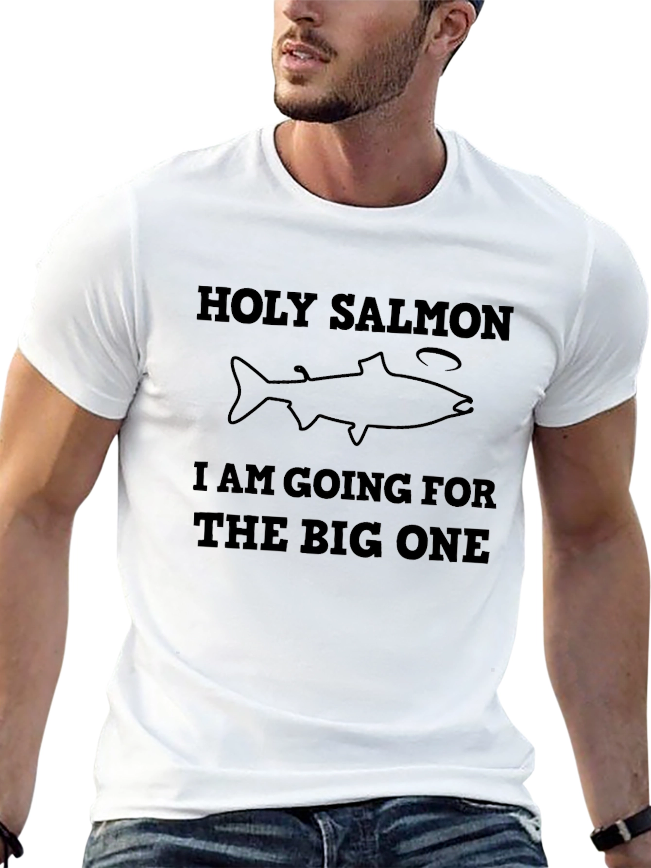 Holy Salmon Fishing Graphic Tee - Black