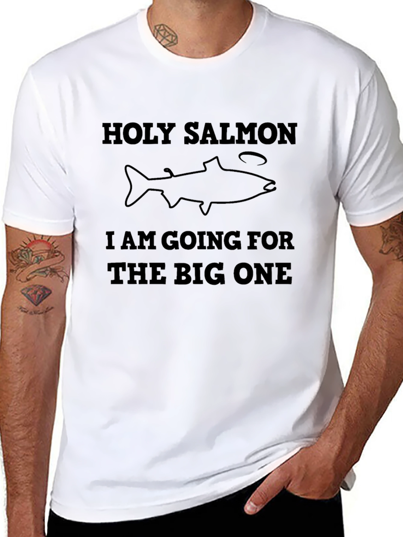 Holy Salmon Fishing Graphic Tee - Black