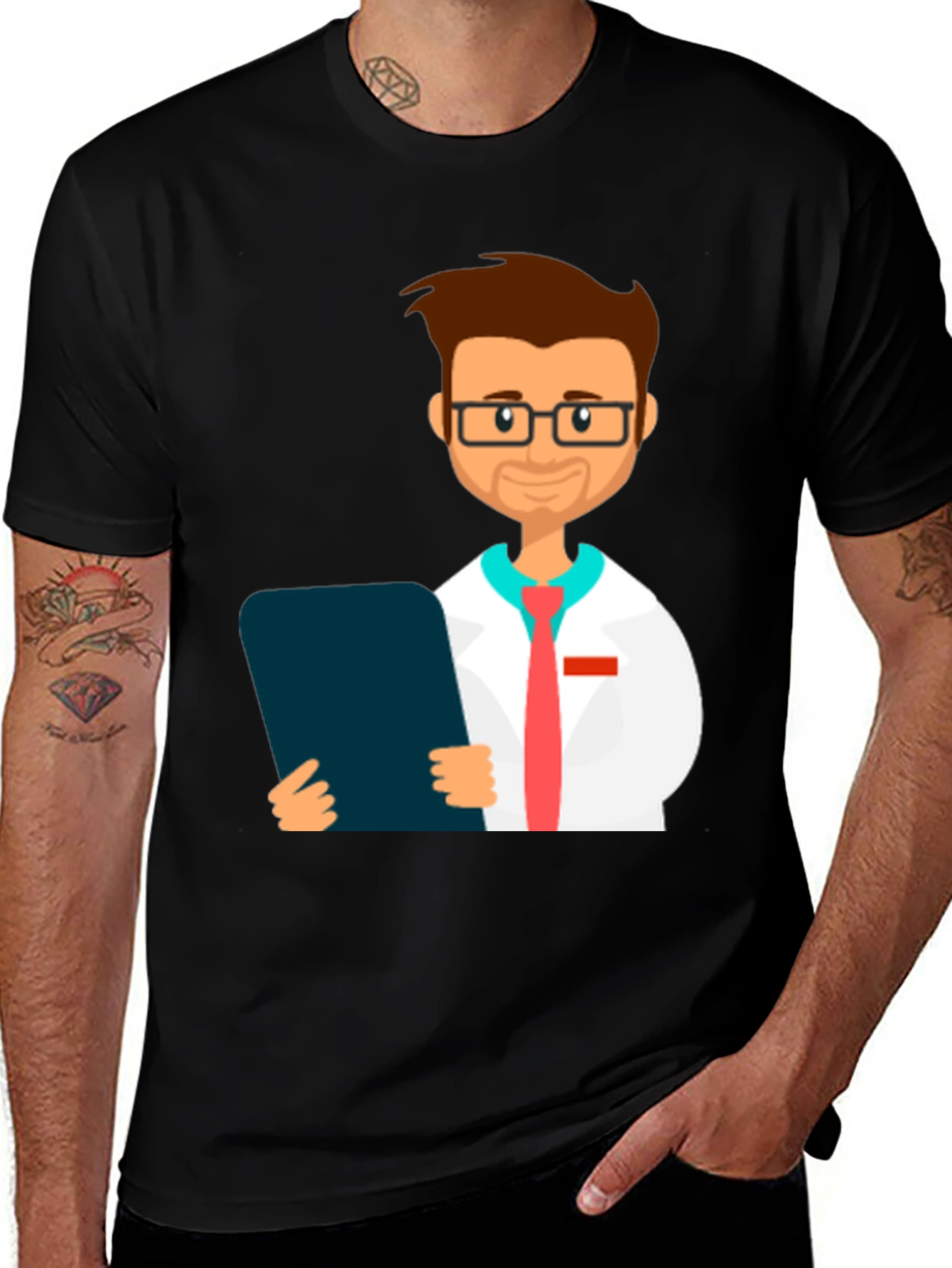 Doctor Cartoon Graphic Tee - Black
