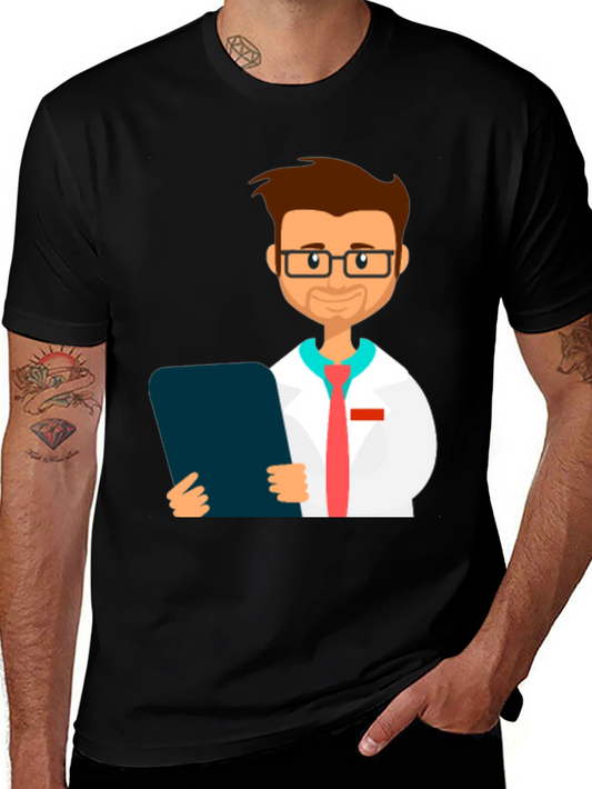 Doctor Cartoon Graphic Tee - Black